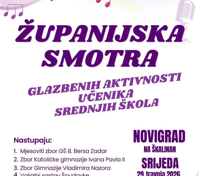 Županijska smotra glazbenih aktivnosti učenika srednjih škola