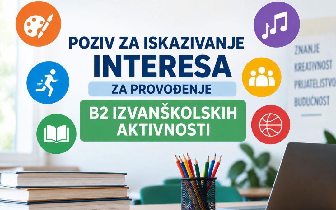 POZIV ZA ISKAZIVANJE INTERESA ZA PROVOĐENJE B2 IZVANŠKOLSKIH AKTIVNOSTI